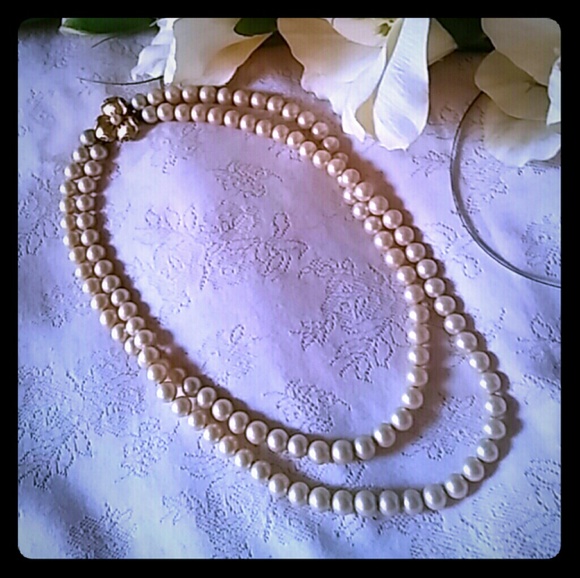 Heisey Jewelry Vintage Heisey Double Strand Faux Pearl Necklace